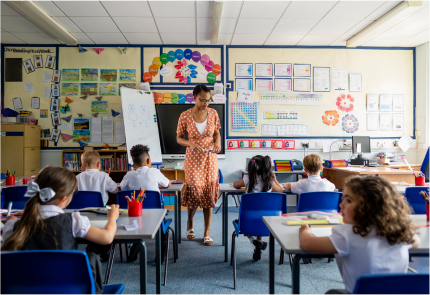 Classroom with teacher and children